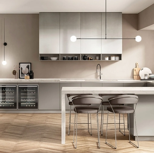Cucina Moderna Boxi 01 in laccato Grigio Titanio di Scavolini