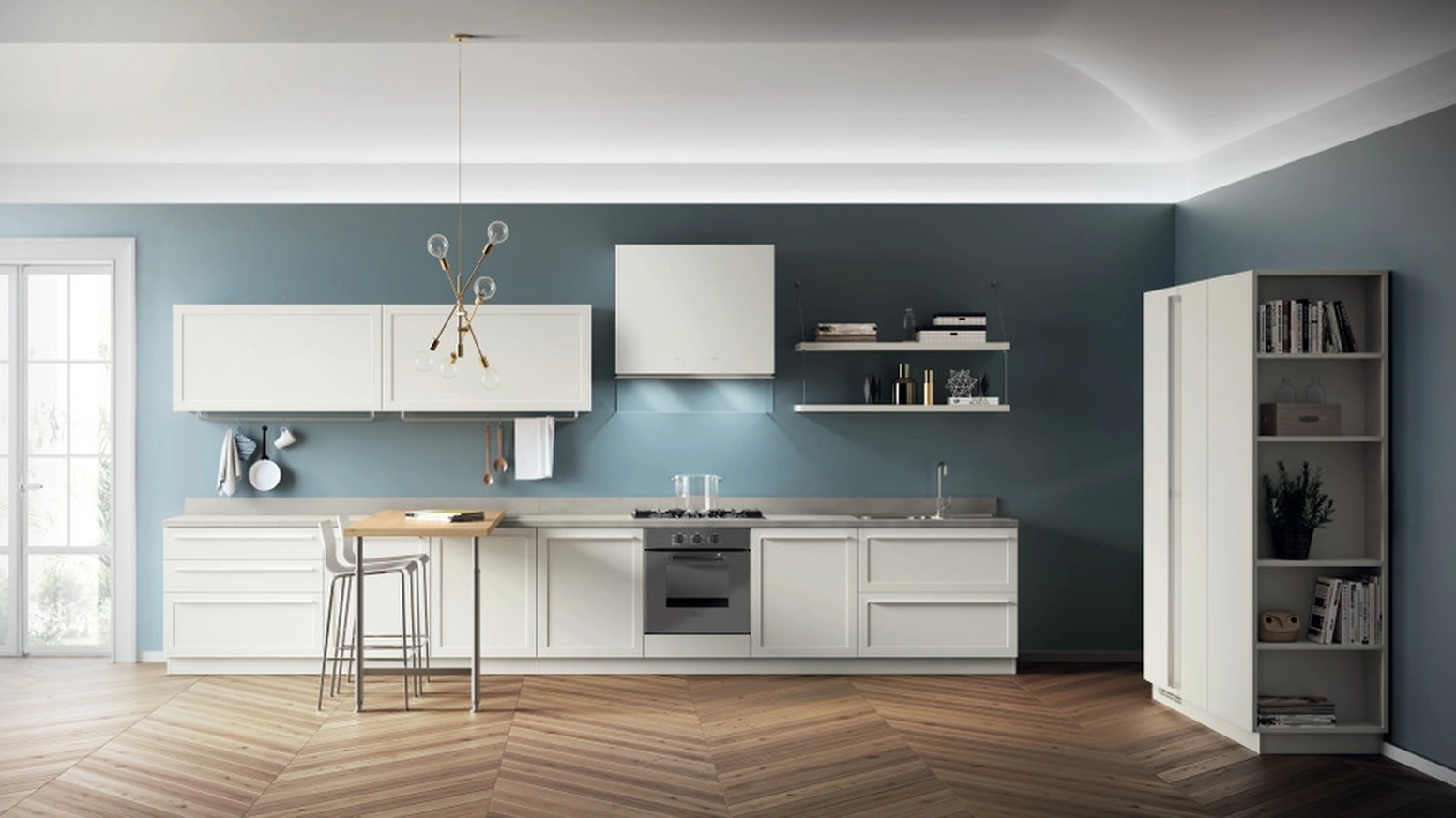 Cucina Moderna con penisola Carattere 15 Bianco Prestige di Scavolini