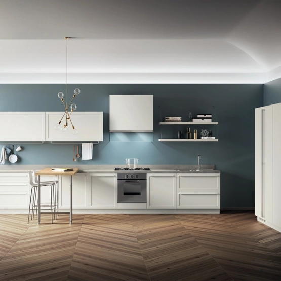Cucina Moderna con penisola Carattere 15 Bianco Prestige di Scavolini
