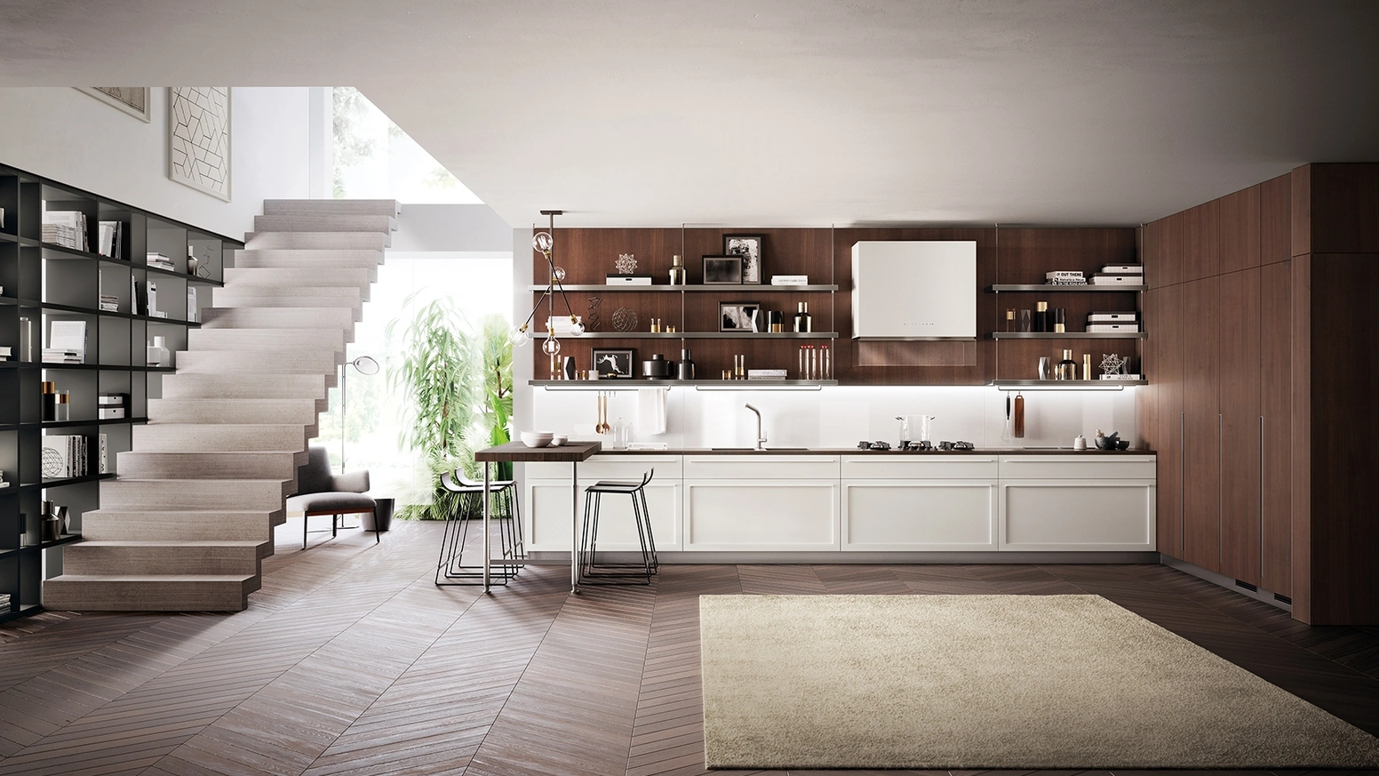Cucina Moderna Carattere 11 Bianco Prestige e Rovere Nabuk di Scavolini