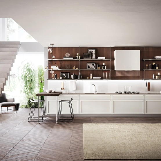 Cucina Moderna Carattere 11 Bianco Prestige e Rovere Nabuk di Scavolini