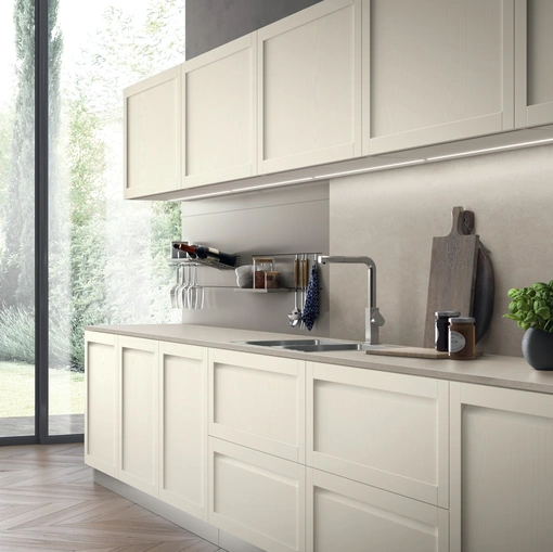 Cucina Moderna Carattere 07 in finitura Frassino Cotone di Scavolini