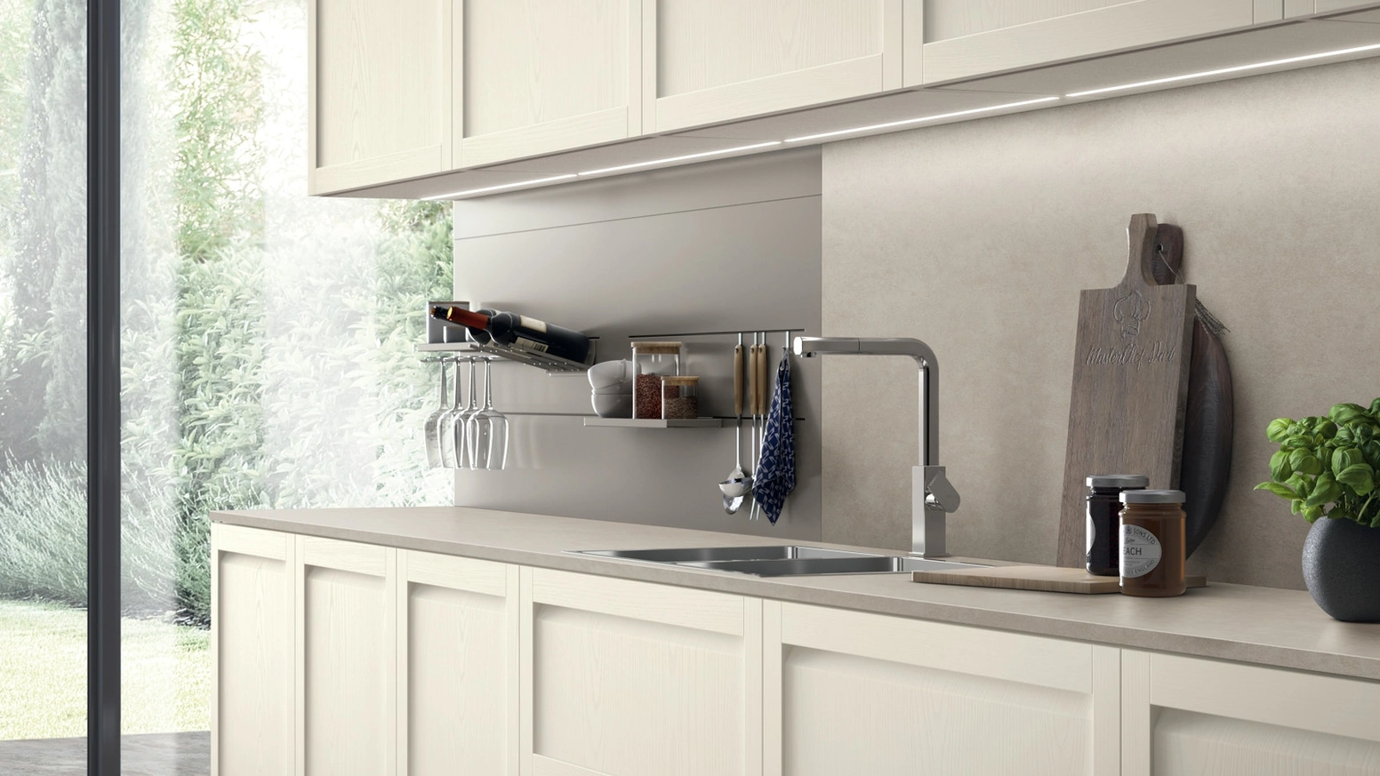 Cucina Moderna Carattere 07 in finitura Frassino Cotone di Scavolini