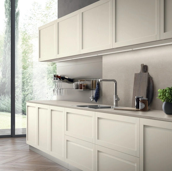 Cucina Moderna Carattere 07 in finitura Frassino Cotone di Scavolini