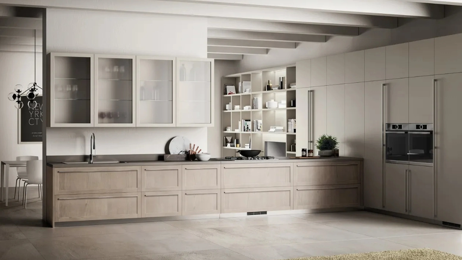 Cucina Moderna Carattere 14 in Frassino Arena e laccato Tortora di Scavolini