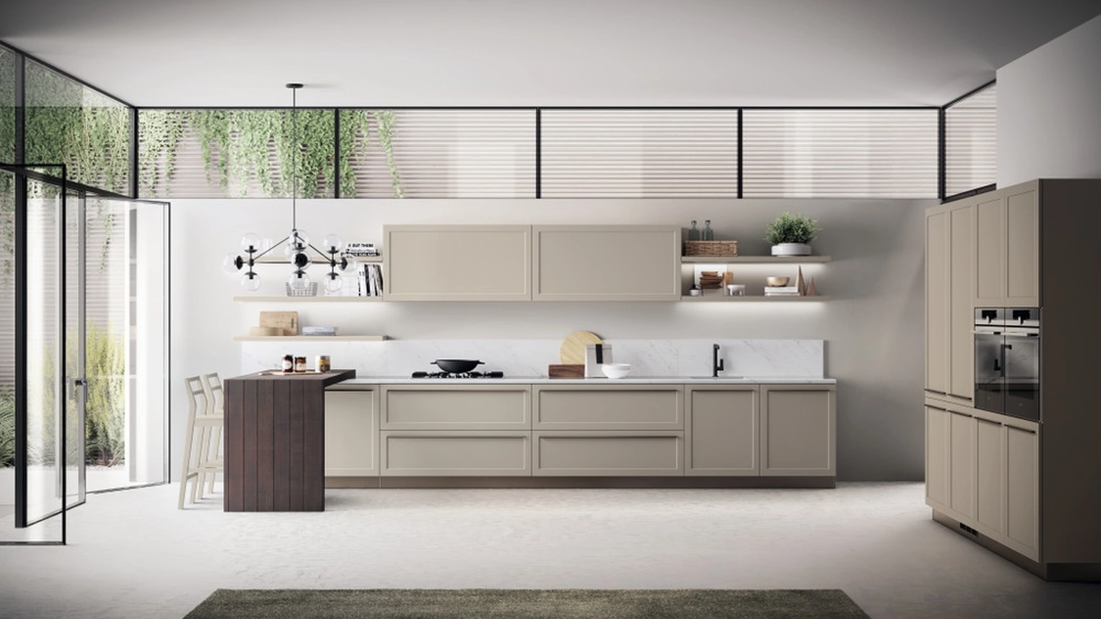 Cucina Moderna Carattere 13 in laccato opaco Visone di Scavolini