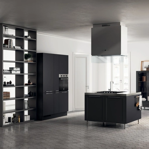 Cucina Moderna Carattere 18 in laccato Nero Ardesia di Scavolini