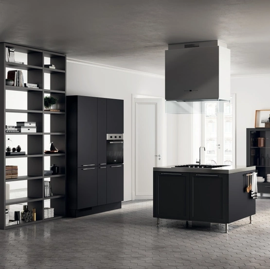 Cucina Moderna Carattere 18 in laccato Nero Ardesia di Scavolini