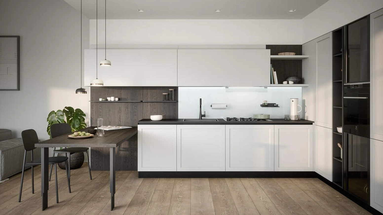 Cucina Moderna angolare con penisola Clio Composizione 02 di Prima Cucine