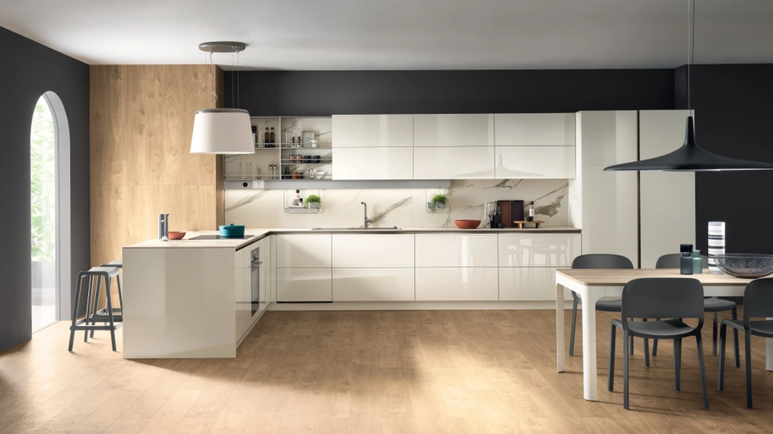 Cucina Moderna Dandy Plus 04 Bianco Lucido di Scavolini
