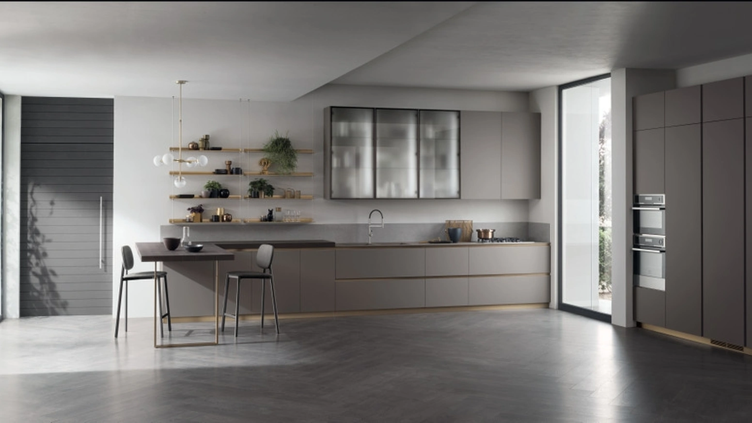Cucina Moderna con penisola DeLinea 04 Grigio Londra di Scavolini