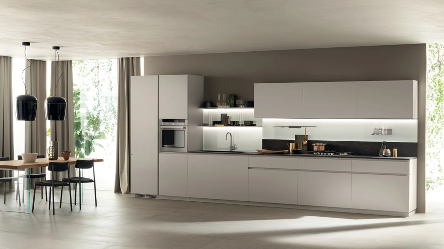 Cucina Moderna DeLinea 07 in laccato Grigio Chiaro di Scavolini