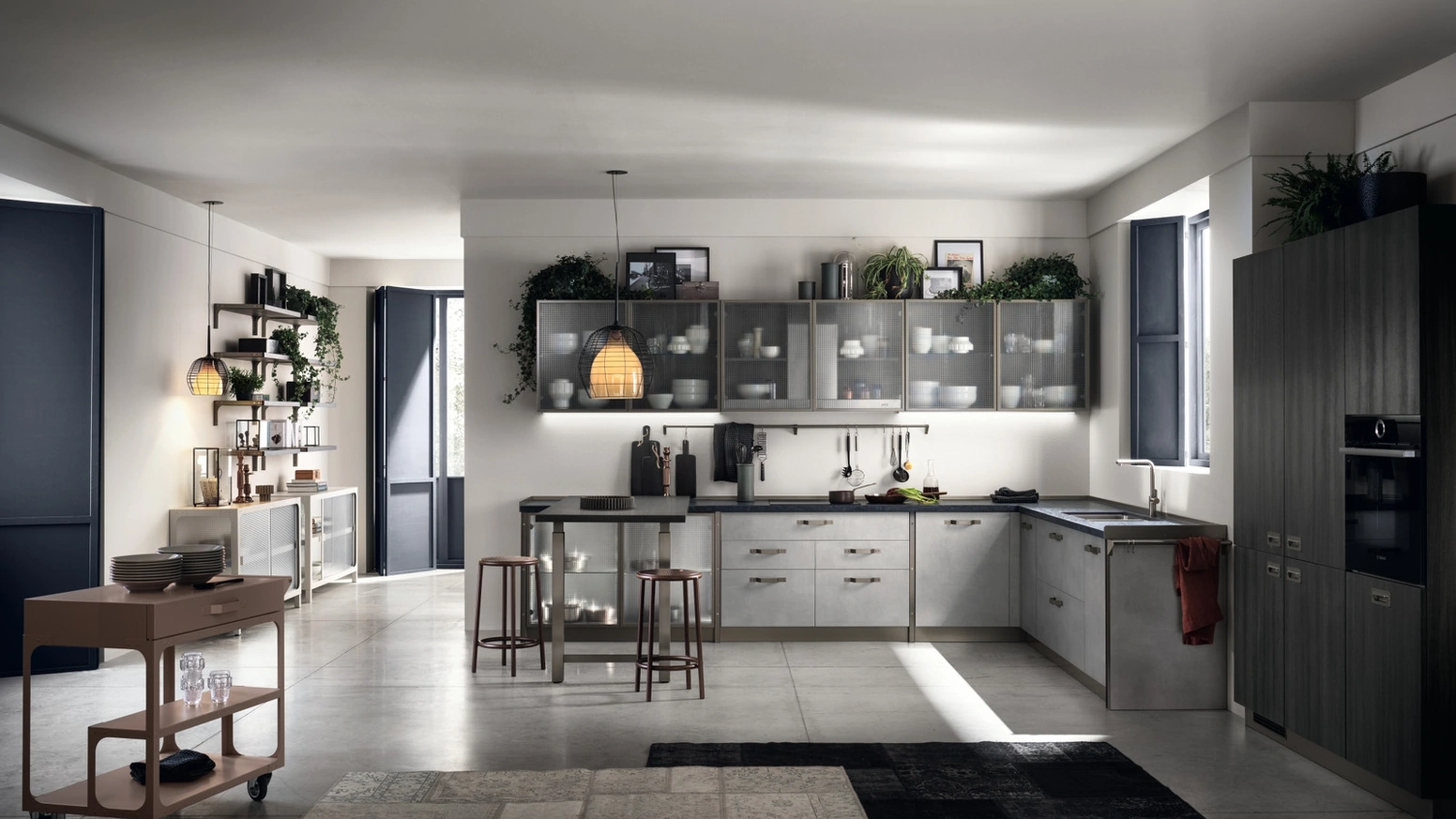 Cucina Moderna Diesel get Together 04 Industrial Showcases di Scavolini