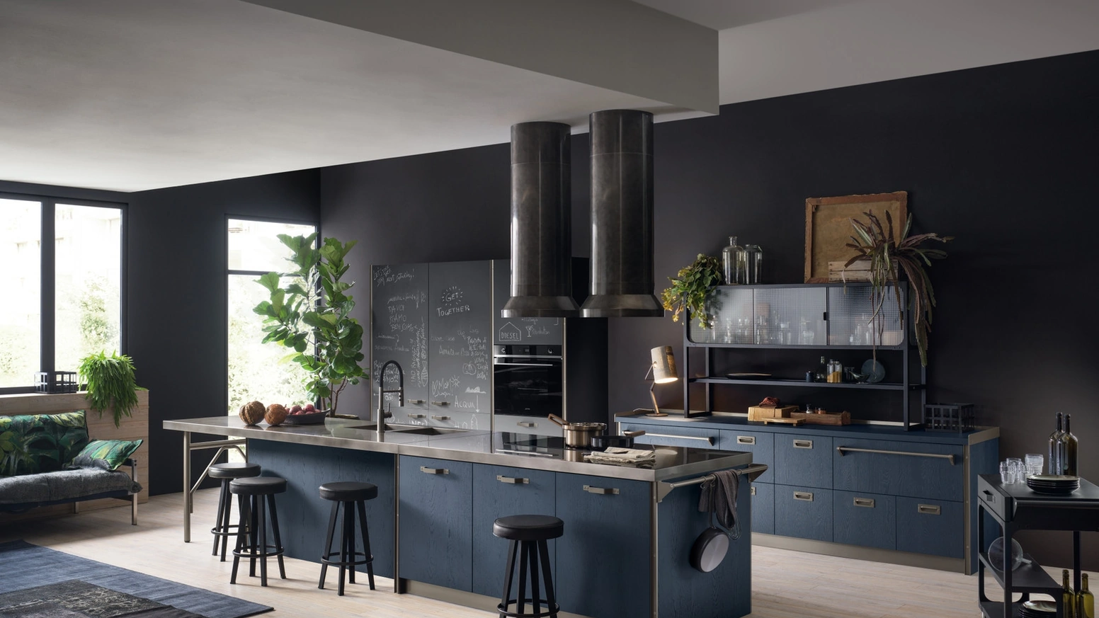 Cucina Moderna Diesel get Together 08 Kitchen in Blue di Scavolini