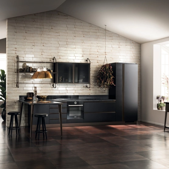 Cucina Moderna Diesel Open Workshop 08 con Top in Corial Gravel di Scavolini