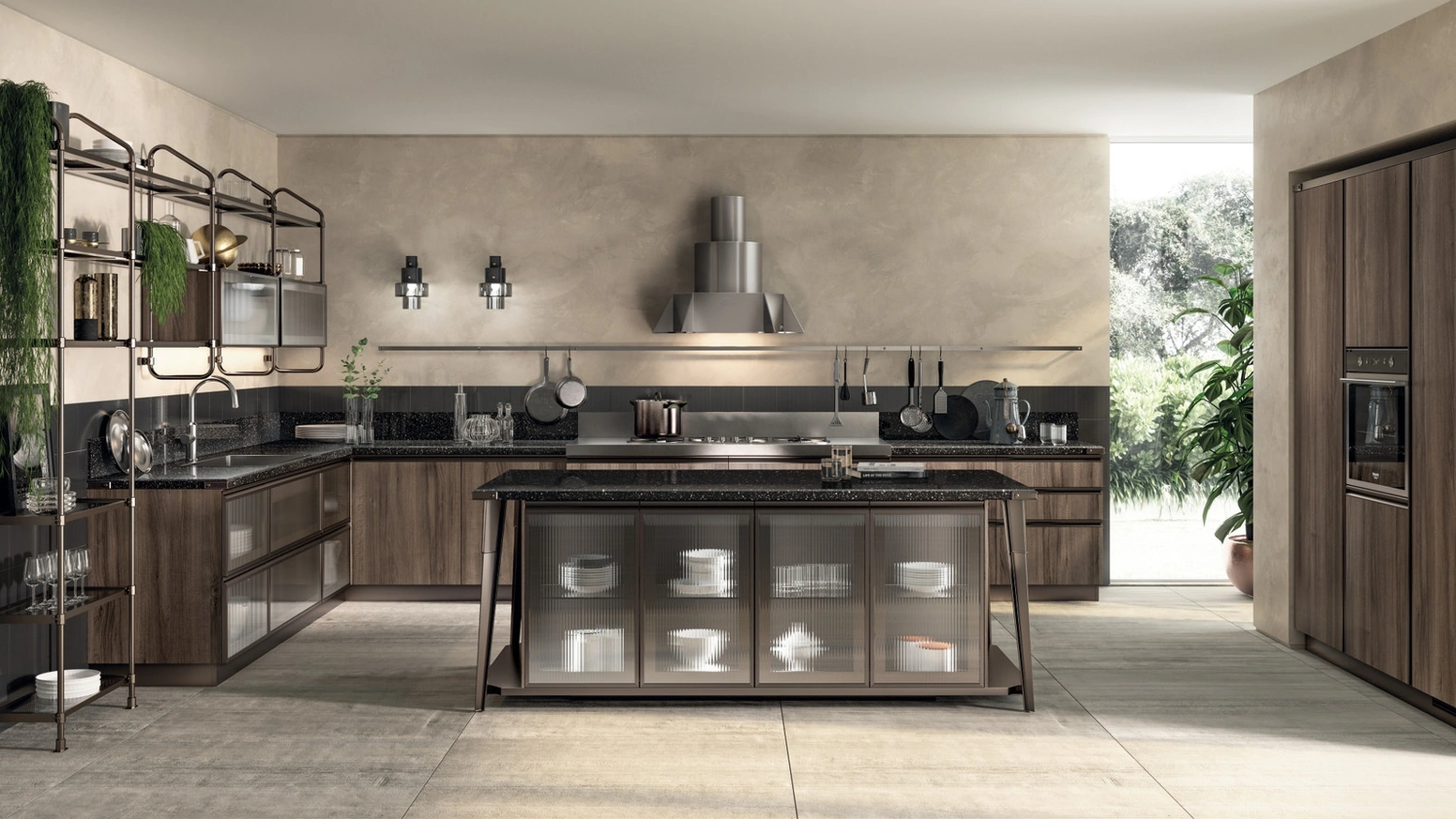 Cucina Moderna Diesel Open Workshop 03 Noce Garden di Scavolini