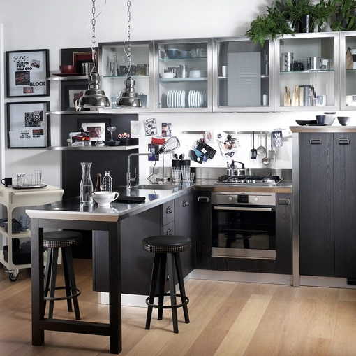 Cucina Moderna Diesel Social Kitchen 05 in Rovere Tempera Black di Scavolini