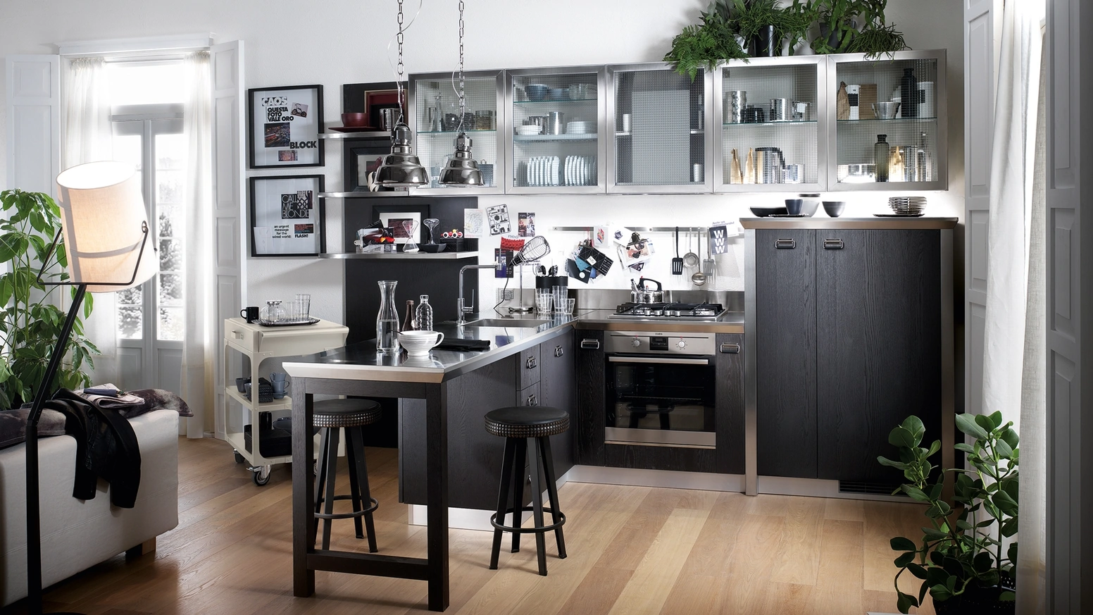 Cucina Moderna Diesel Social Kitchen 05 in Rovere Tempera Black di Scavolini