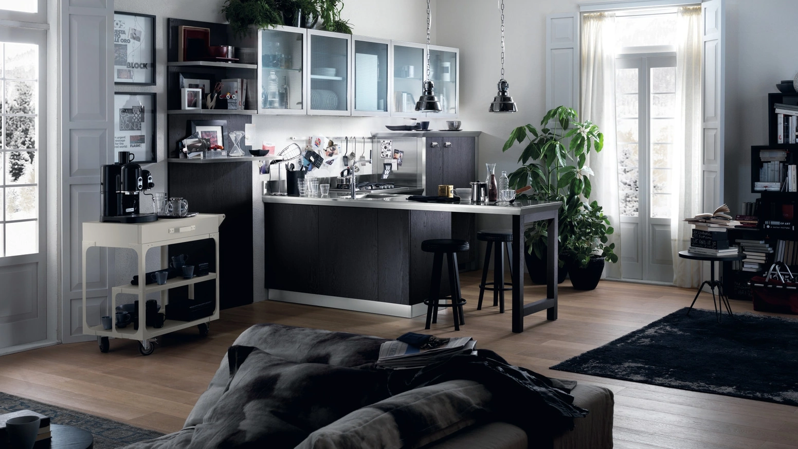 Cucina Moderna Diesel Social Kitchen 05 in Rovere Tempera Black di Scavolini