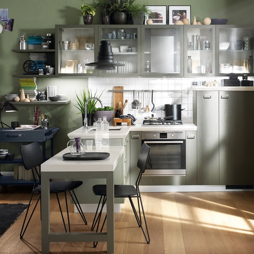 Cucina Moderna Diesel Social Kitchen 06 in Rovere laccato Tempera Grey di Scavolini