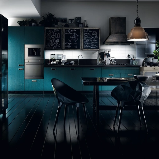 Cucina Moderna Diesel Social Kitchen 09 in Rovere laccato Tempera Indigo di Scavolini
