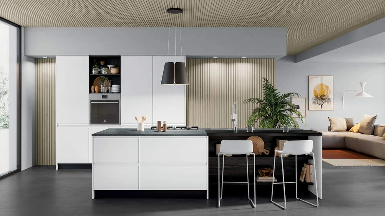 Cucina Moderna con isola Fly Composizione 01 di Prima Cucine