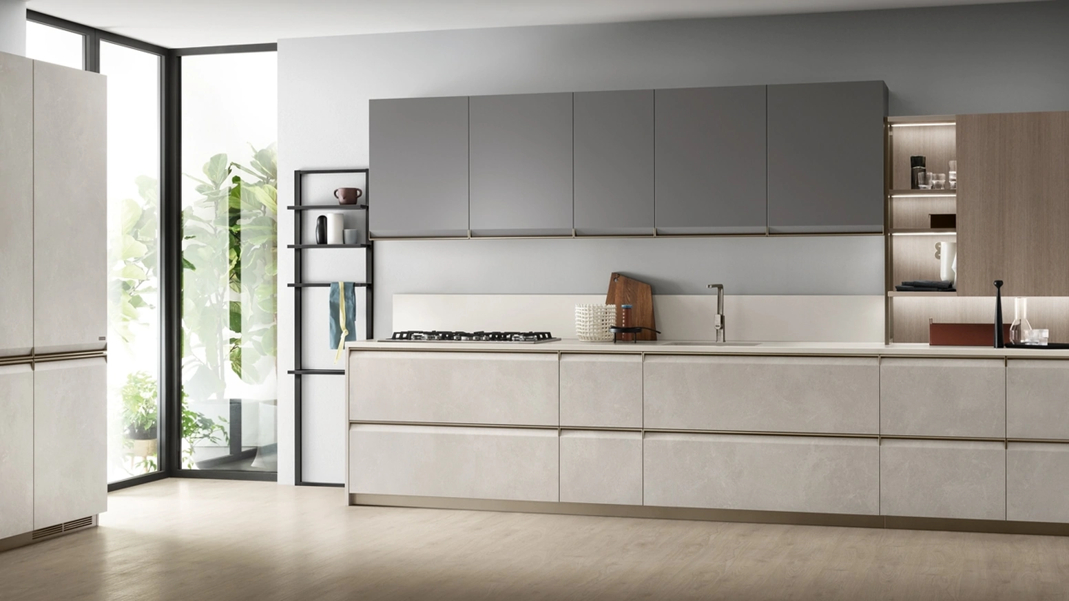 Cucina Moderna Formalia 04 in Grigio Airone e Pietra Solar di Scavolini