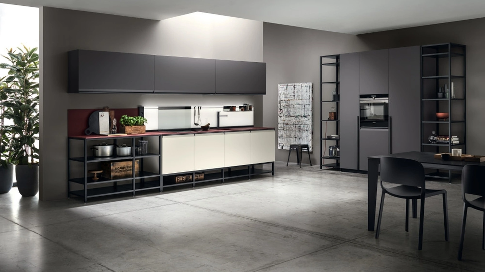 Cucina Moderna Formalia 06 in PET Talco e Notte di Scavolini