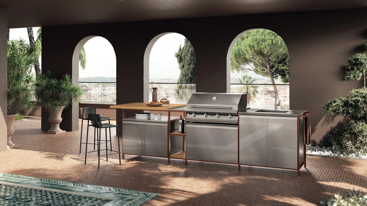Cucina Moderna Formalia Outdoor 01 in acciaio di Scavolini