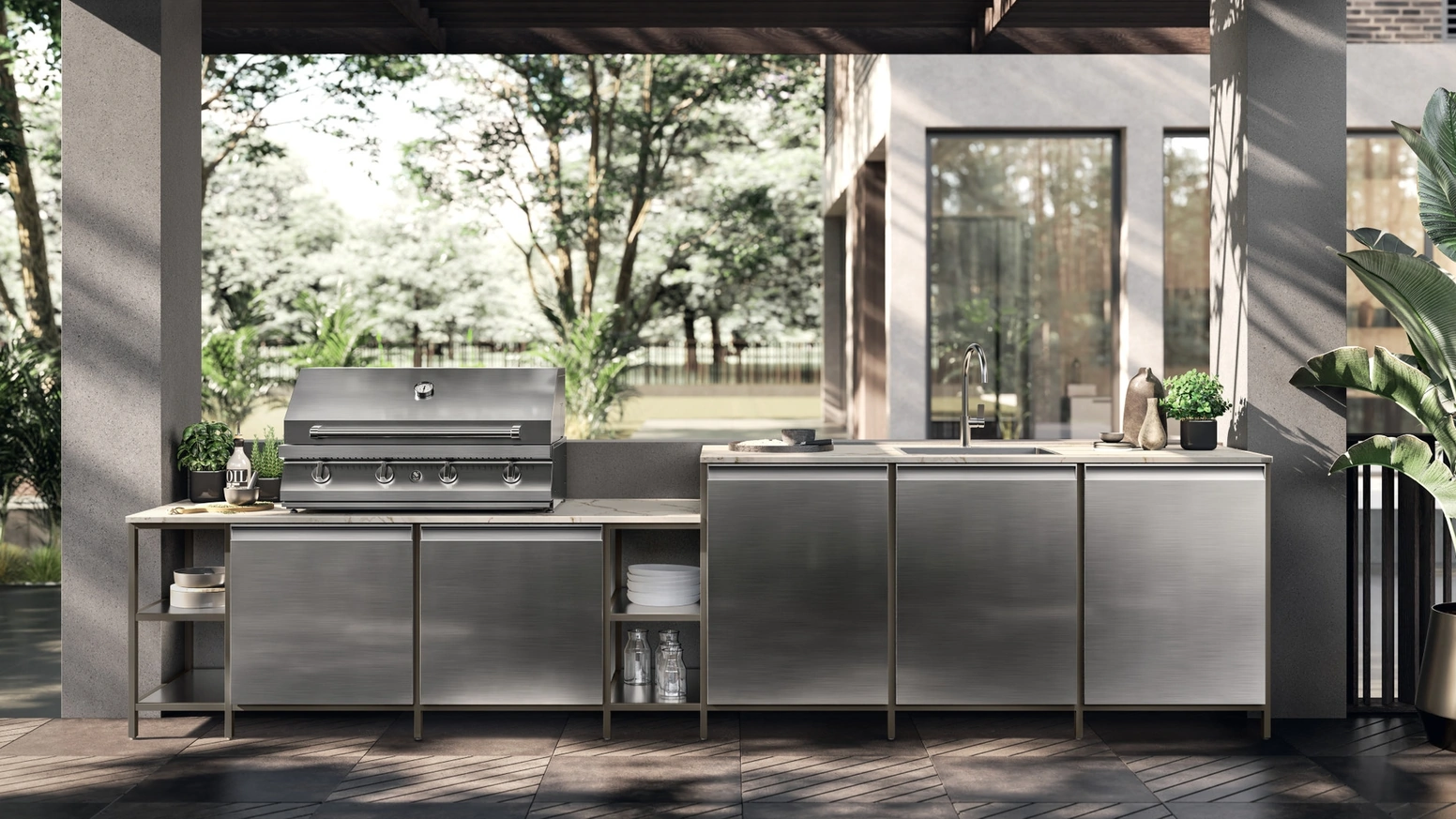 Cucina Moderna Formalia Outdoor 02 in acciaio di Scavolini