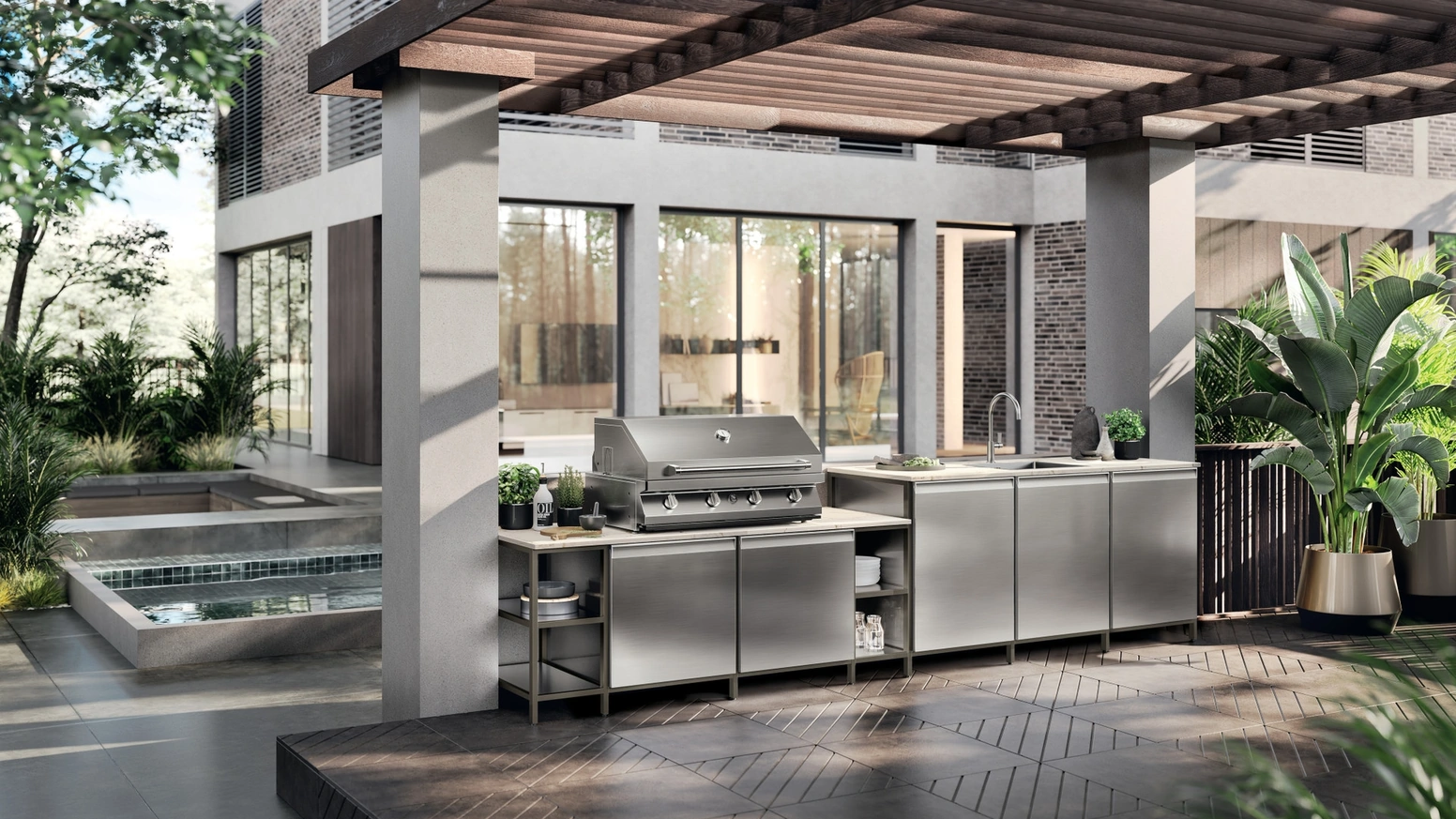 Cucina Moderna Formalia Outdoor 02 in acciaio di Scavolini