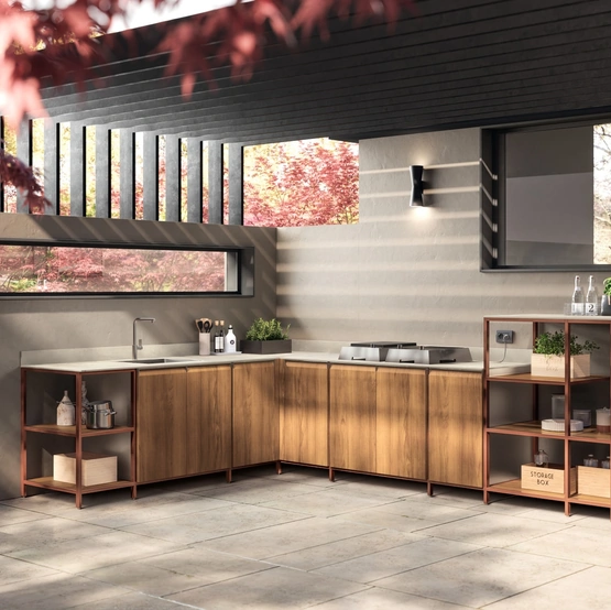 Cucina Moderna Formalia Outdoor 03 in tek di Scavolini