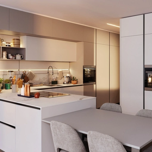 Cucina Moderna con penisola in laccato opaco Lounge 05 di Veneta Cucine