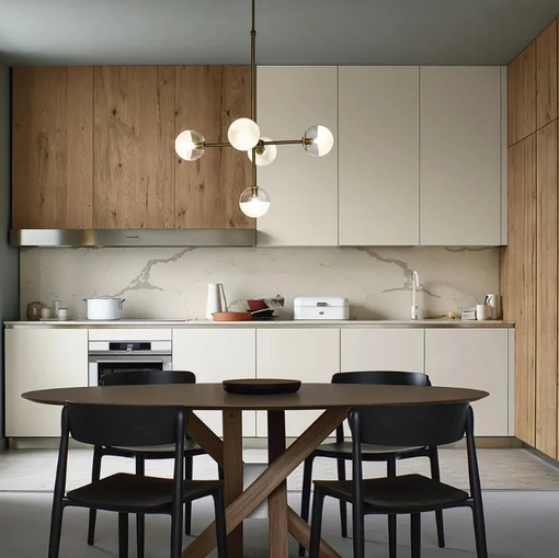 Cucina Moderna Lounge 10 in laminato Bianco Kos e Rovere di Veneta Cucine