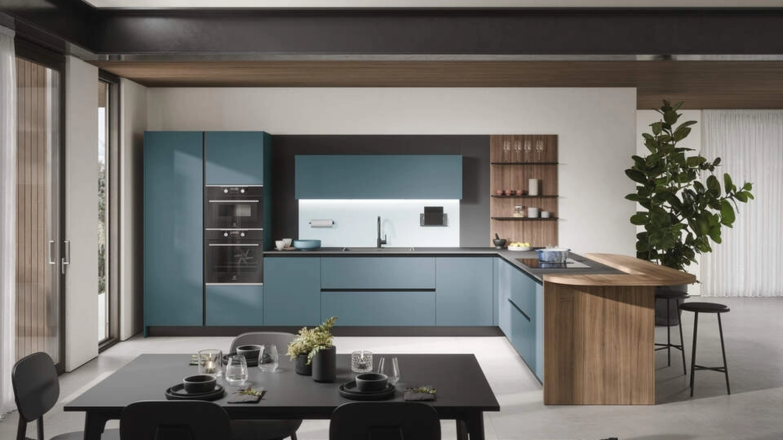 Cucina Moderna con penisola Luce Composizione 06 di Prima Cucine