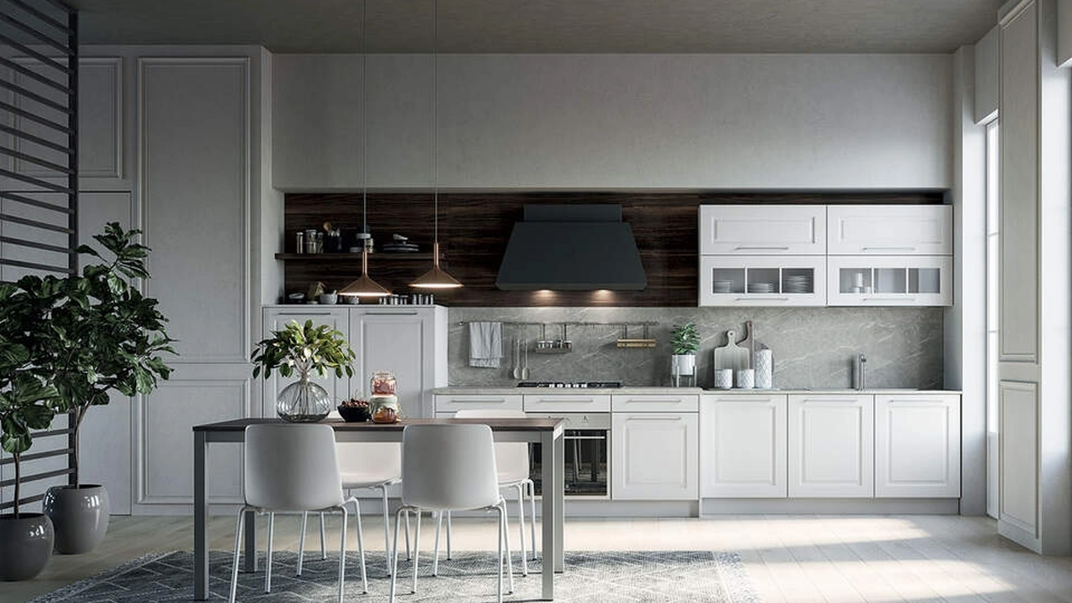 Cucina Moderna lineare Maya Composizione 05 in legno laccato di Prima Cucine
