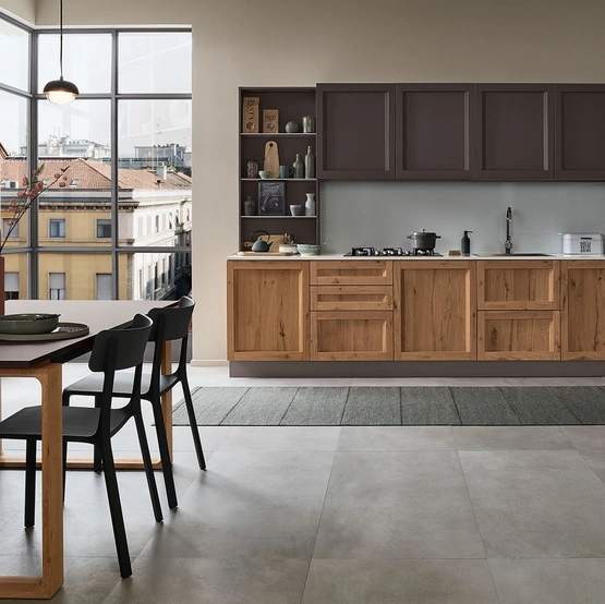 Cucina Moderna angolare Milano 04 in Rovere e laccato Grigio di Veneta Cucine