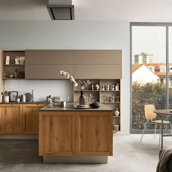 Cucina Milano 07 in Rovere e laccato Marrone di Veneta Cucine