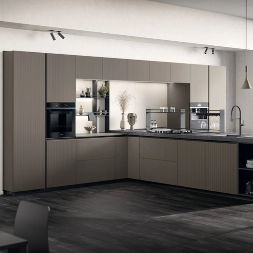 Cucina Moderna Mira 04 in laminato Strips Urban Steel di Scavolini