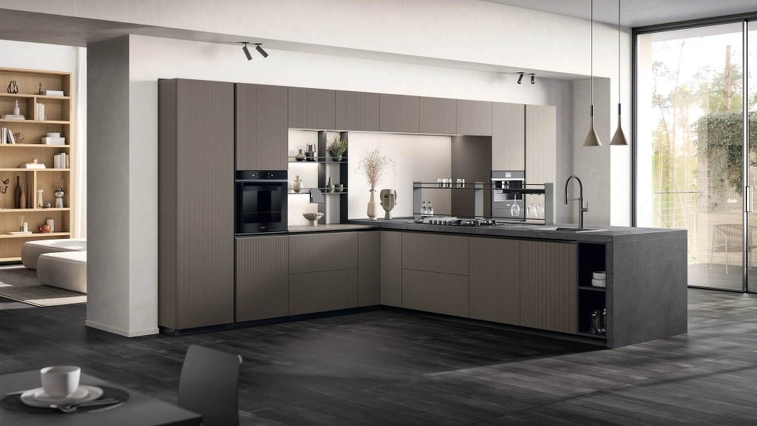 Cucina Moderna Mira 04 in laminato Strips Urban Steel di Scavolini