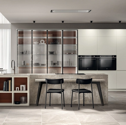 Cucina Moderna Motus 06 in laccato opaco Bianco Prestige di Scavolini
