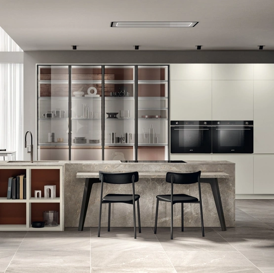 Cucina Moderna Motus 06 in laccato opaco Bianco Prestige di Scavolini