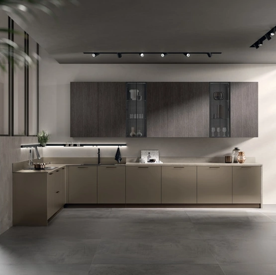 Cucina Moderna Musa 02 in vetro opaco Grigio Matera e decorativo Oriental di Scavolini