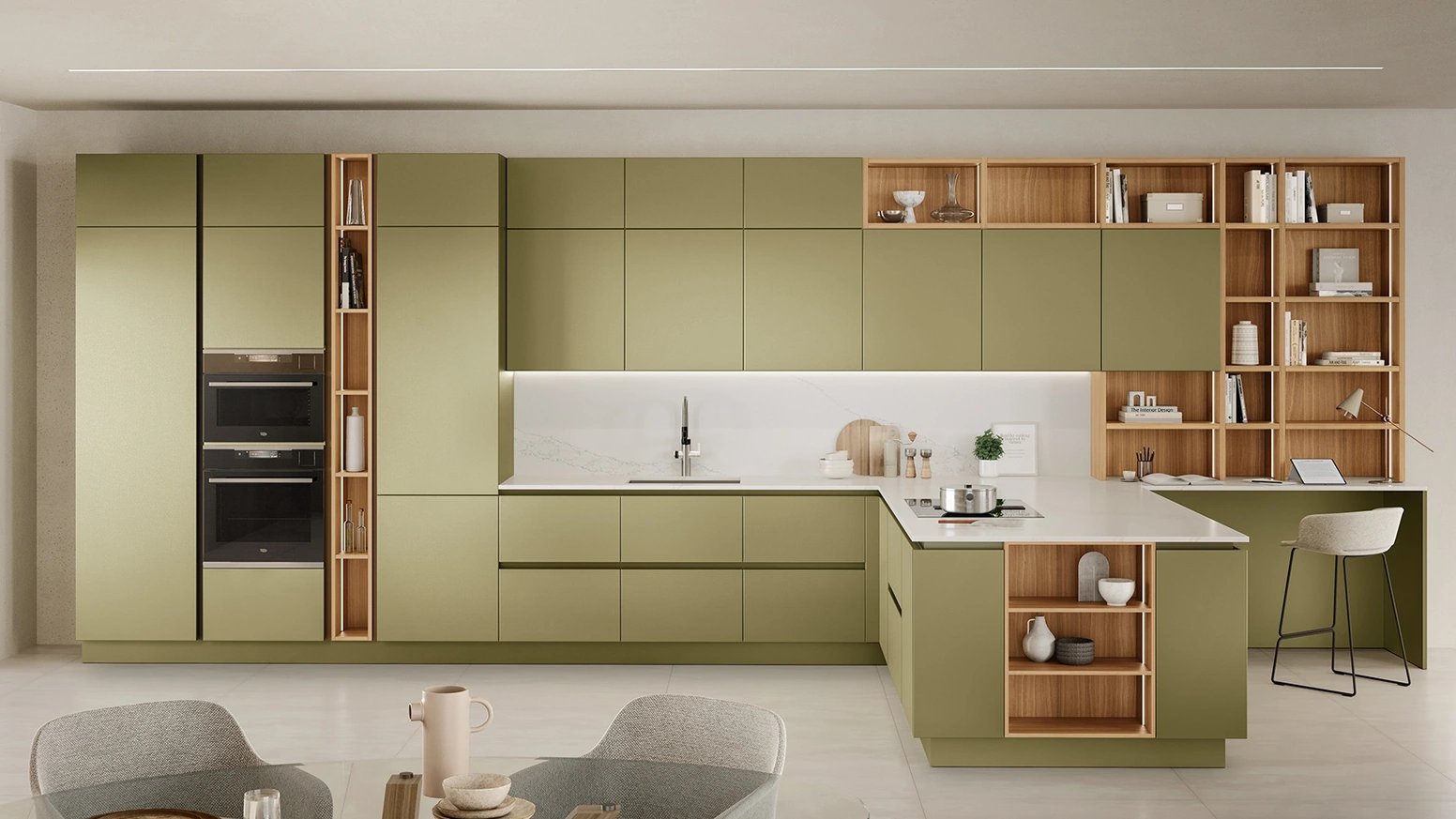 Cucina Moderna con penisola Oyster 04 di Veneta Cucine