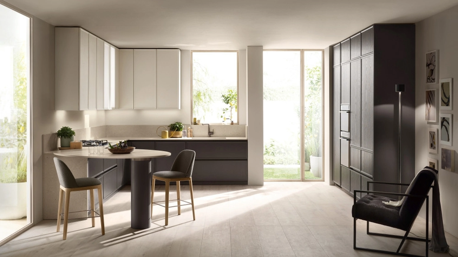 Cucina Moderna con penisola Poetica 07 in Frassino di Scavolini