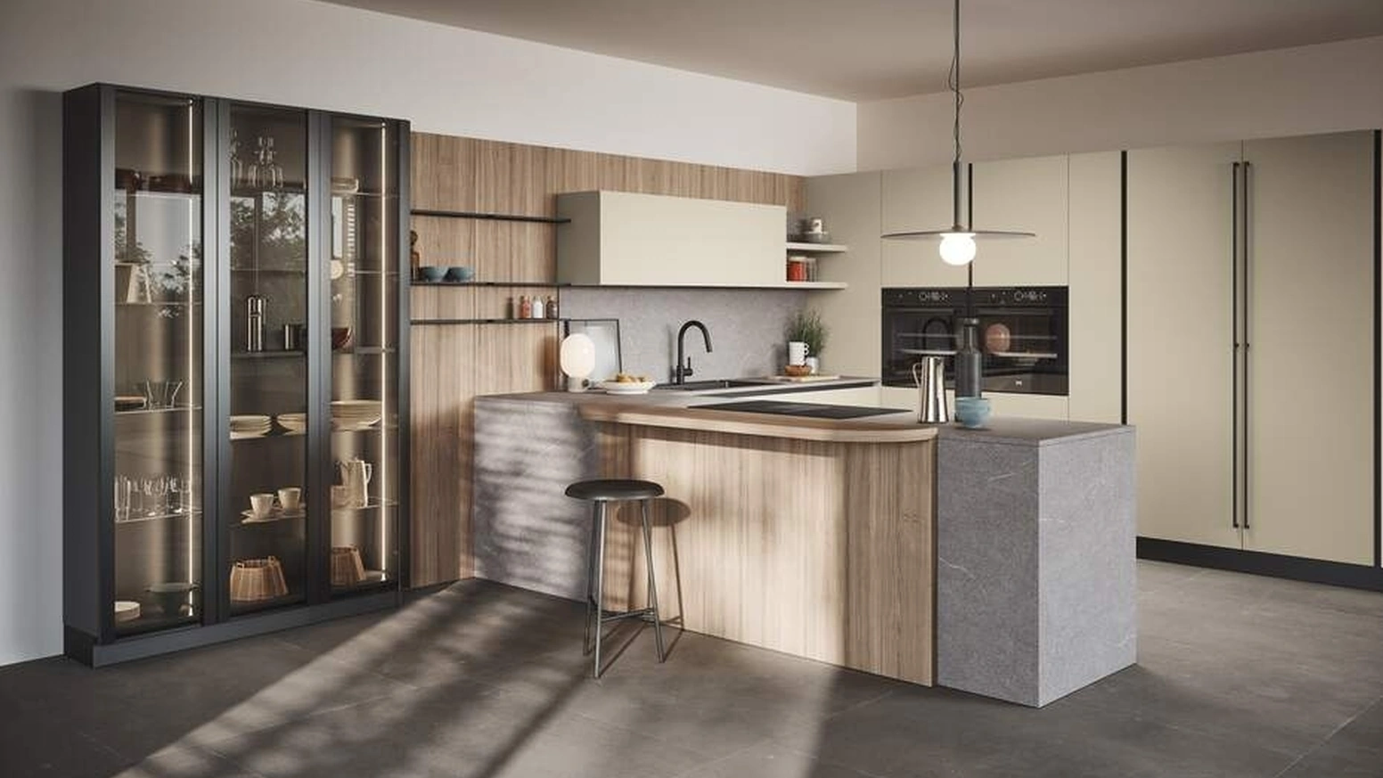 Cucina Moderna con penisola Domino Composizione 05 di Prima Cucine