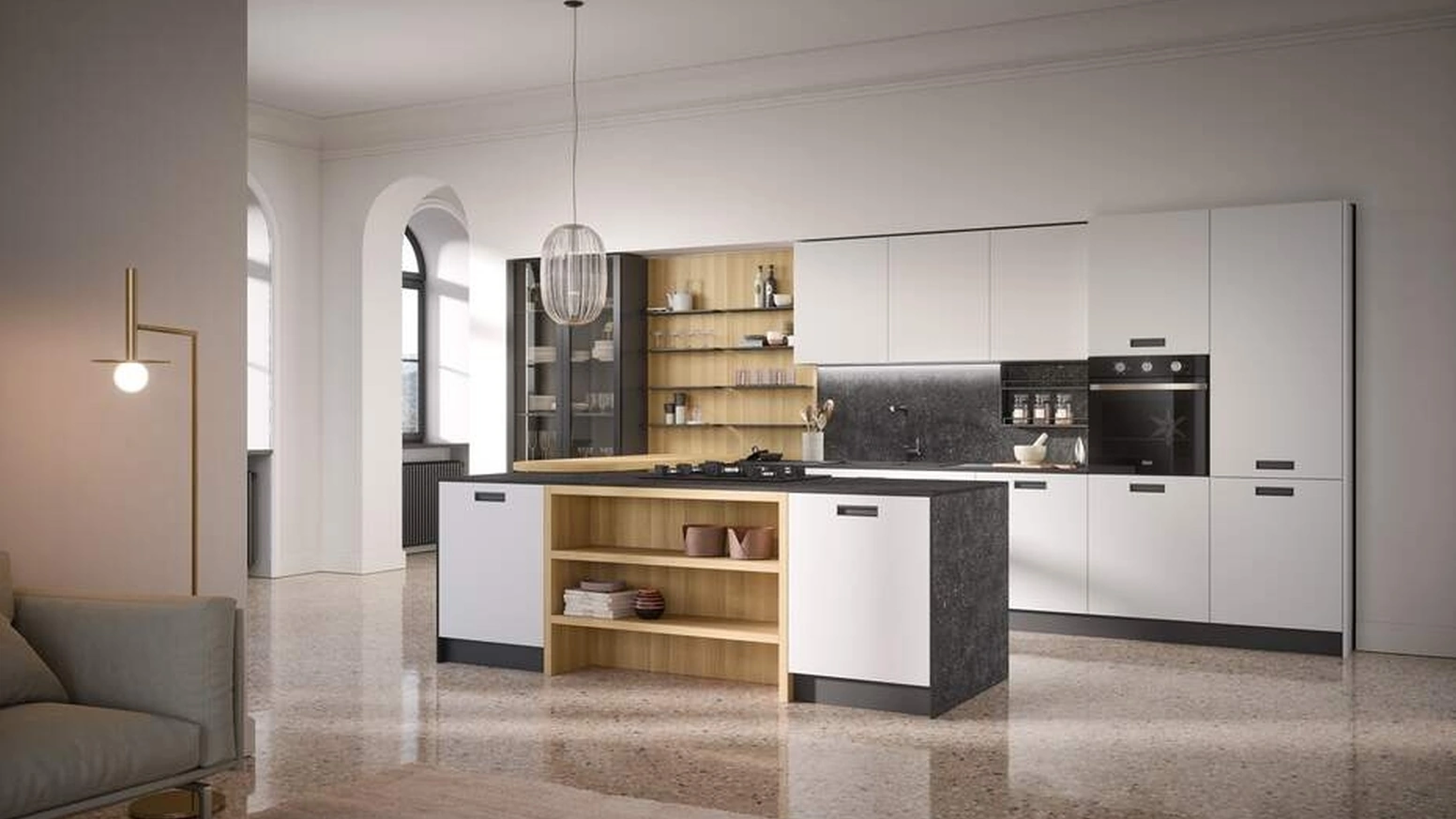 Cucina Moderna con penisola Domino Composizione 07 di Prima Cucine