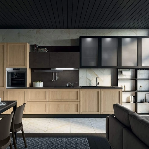 Cucina Moderna lineare Noah Composizione 03 in legno di Prima Cucine