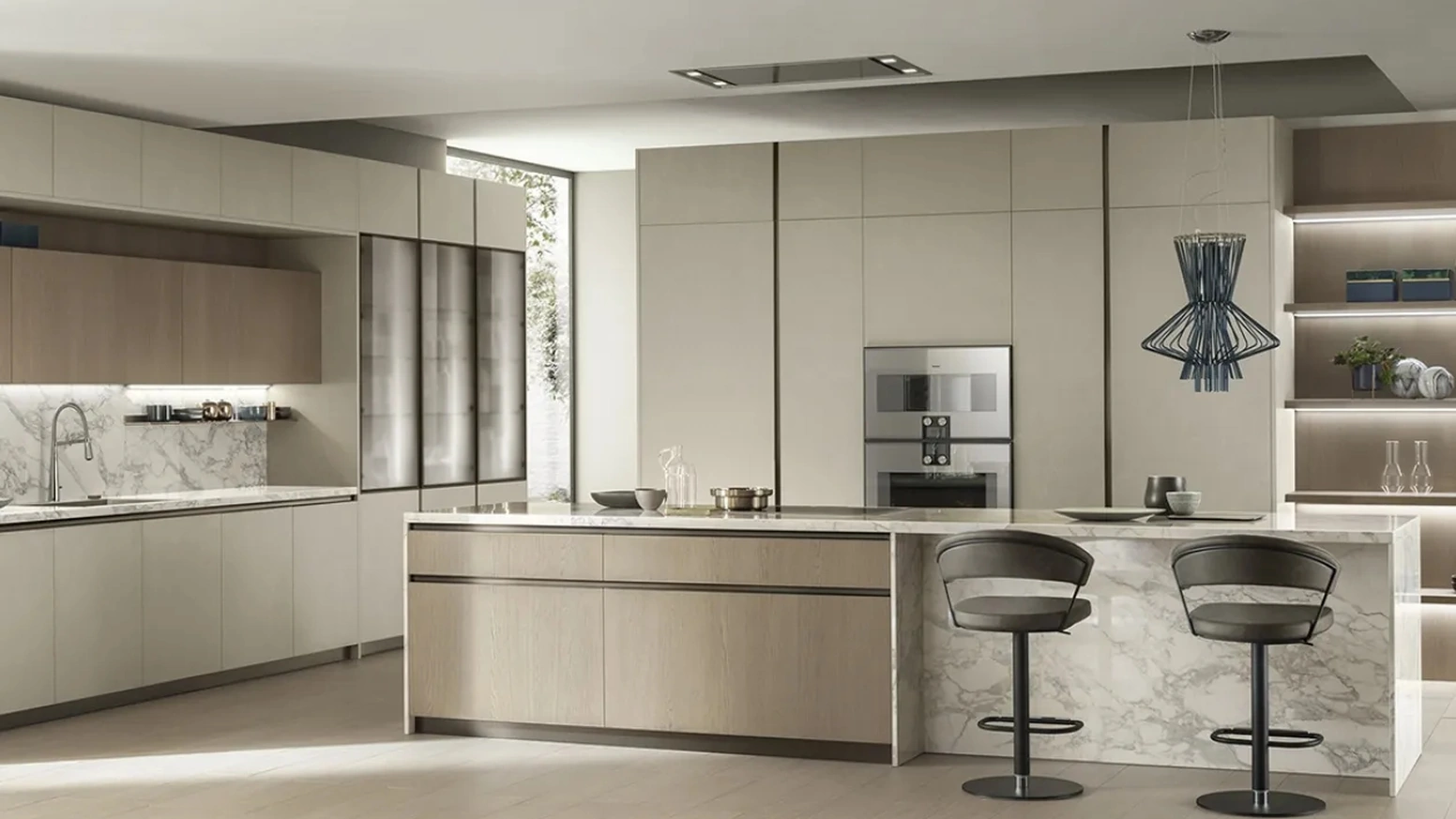 Cucina DeLinea 09 in Oleomalta Lima e Rovere Dune di Scavolini