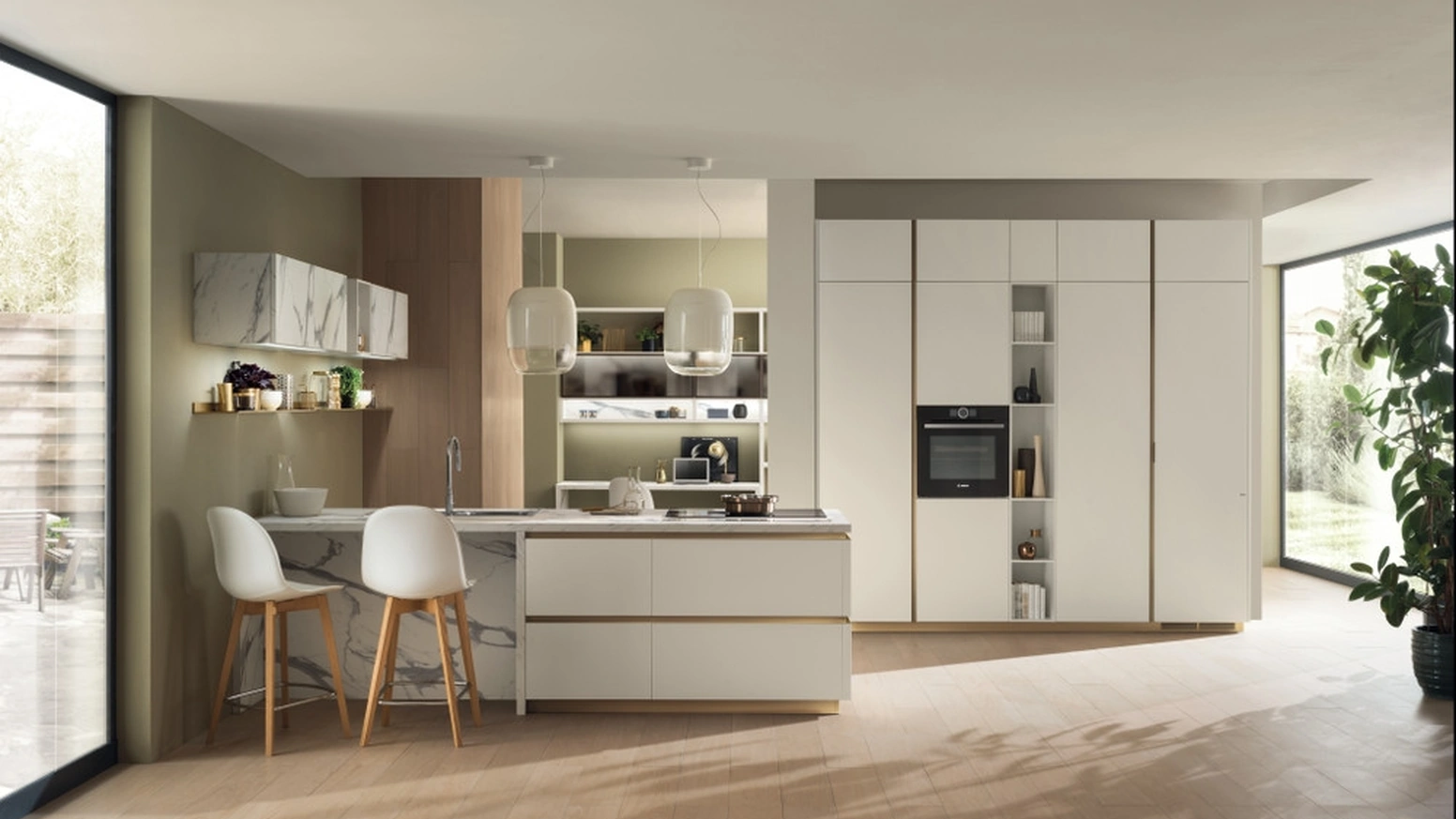 Cucina DeLinea 06 in laccato Bianco Prestige di Scavolini